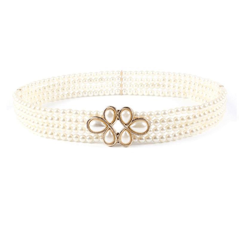 All-match Fashionable Pearl Diamond Blomster Taljekædedekoration