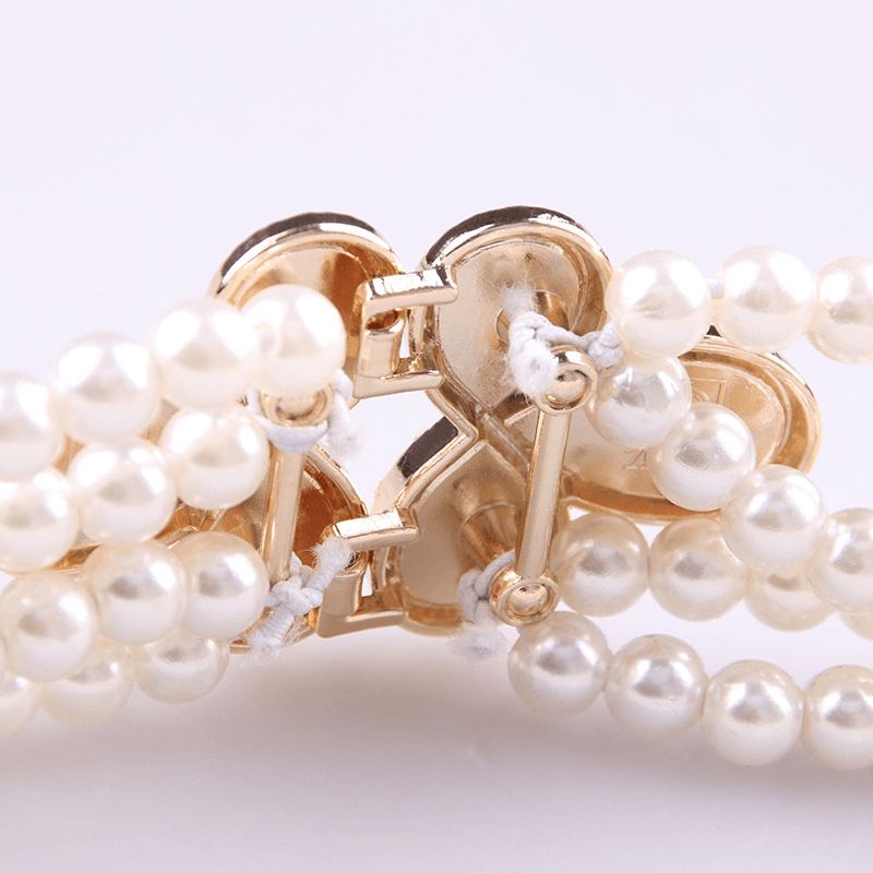 All-match Fashionable Pearl Diamond Blomster Taljekædedekoration