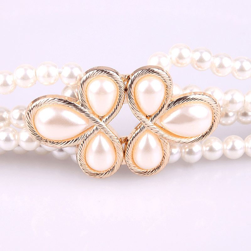 All-match Fashionable Pearl Diamond Blomster Taljekædedekoration