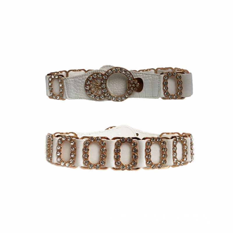 Dame Elastisk Bælte Tilbehør Dekorativt Rhinestone Bælte
