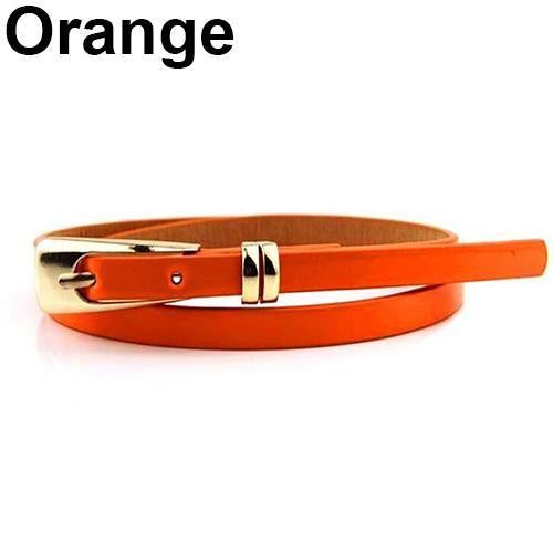 Damemode Candy Color Imiteret Læderspænde Skinny Bælte Tynd Linning Sash