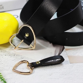 Kvinder Festkjole Kunstlæder Hjerte Metal Pin Spænde Talje Bælte Strap Taljebånd