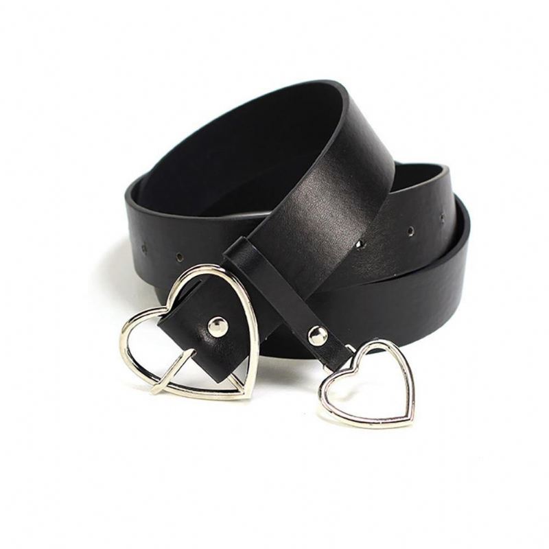 Kvinder Festkjole Kunstlæder Hjerte Metal Pin Spænde Talje Bælte Strap Taljebånd