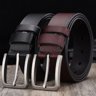 Læder Cowskin Vintage Jean Bæltepinde Spænde Simple Herre Bælte Bred