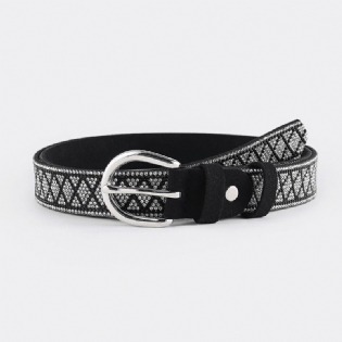 Mode Dame Pu Læder Rhinestone Bælte