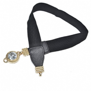 Mode Rund Rhinestone Elastisk Linning Kvinder Kjole Decor Taljebæltestrop
