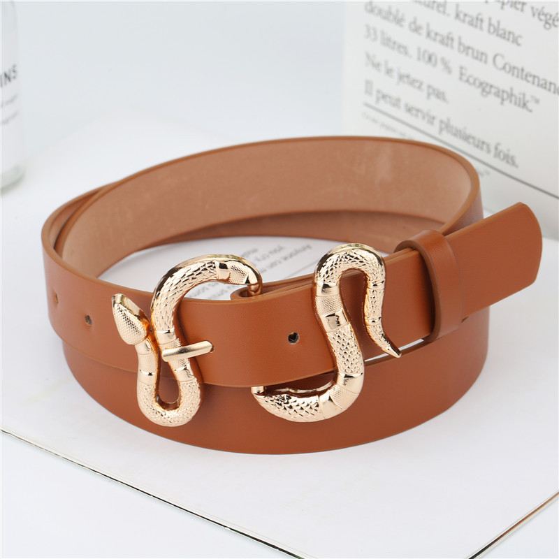 Mode Snake Buckle Pu Bælte All-match Simple Jeans Jakkesæt Bælte