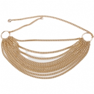 Multi-level Chain Dame Dekorativ Kæde Metal Guld Talje Chain Bælte