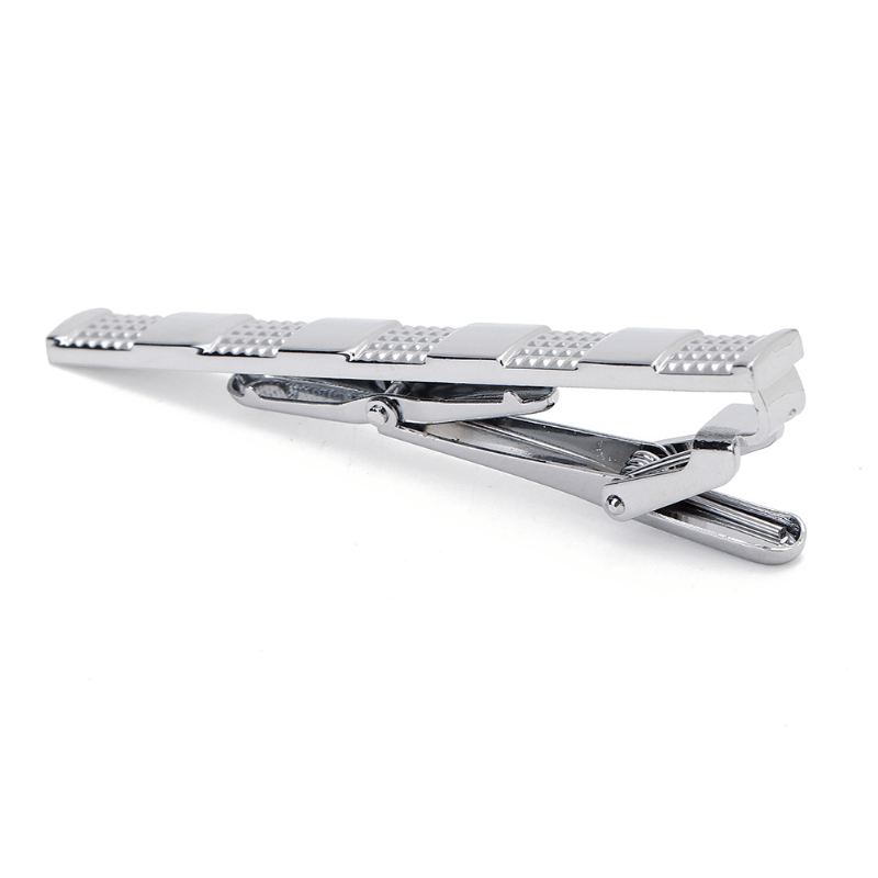 Unisex Sølv Grid Manchetknapper Business High-grade Slipseclips