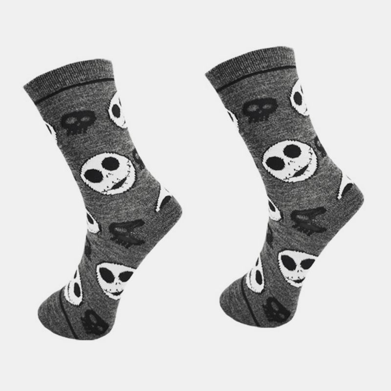 3 Stk Mænd Bomuld Tegneserie Skull Figur Casual Sport Udendørs Anti-slip Tube Sokker