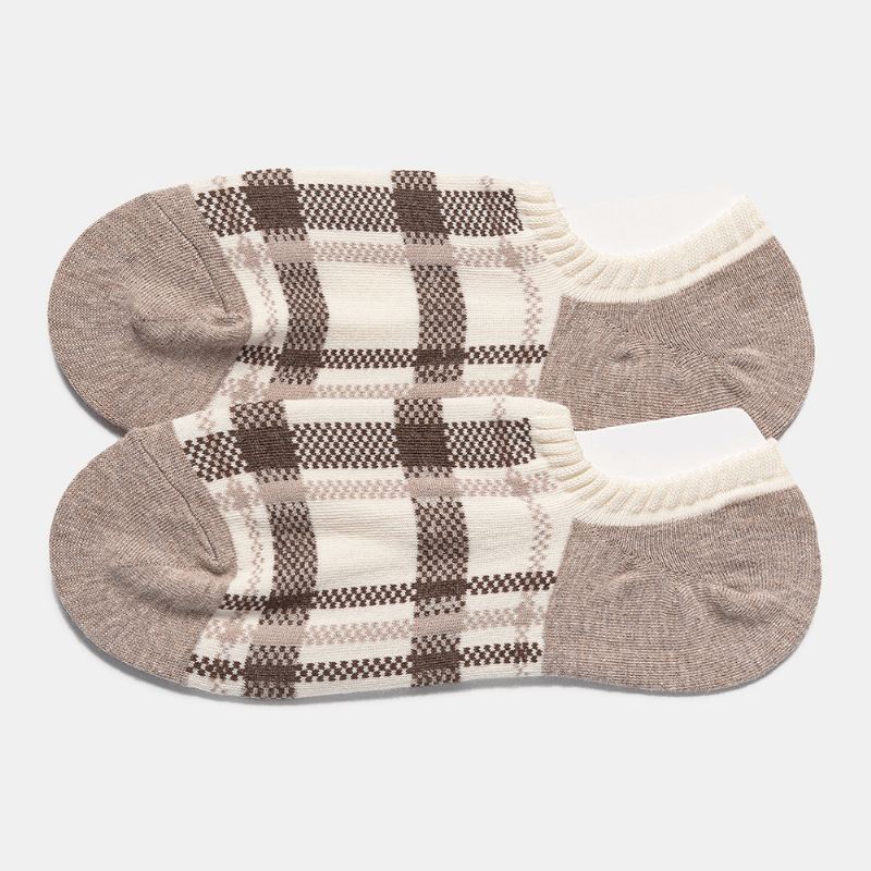 5 Par Kvinder Retro Plaid Mønster Ankel Sokker Med Lav Mund Mode Tynde Og Behagelige Bløde Åndbare Bådsokker