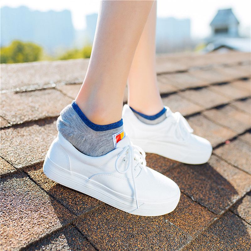 Bomuld Multicolor Low Cut Usynlige Sokker Kvinder