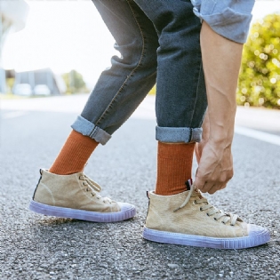 Forår Og Efterår Sort Ren Bomuld High-top Sportsokker Herre