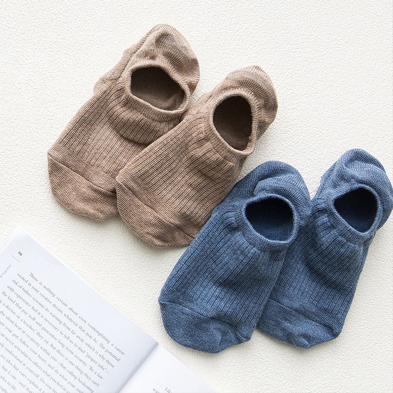 Invisible Solid Color Lodret Bomuld Sports Fritid Silikone Non-slip Sokker