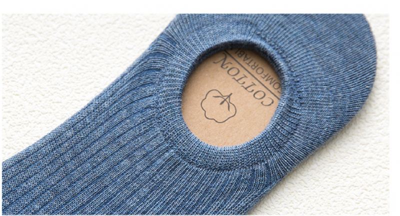 Invisible Solid Color Lodret Bomuld Sports Fritid Silikone Non-slip Sokker