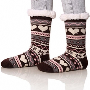 Jule Jacquard Og Velvet Anti-ski Sokker