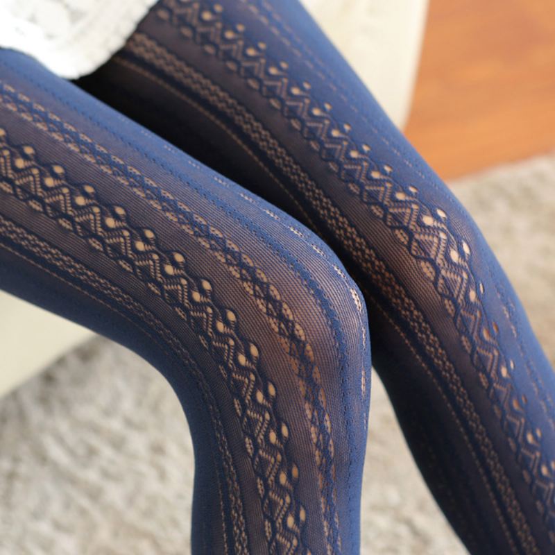 Kvinder Nylon Lolita Lace Jacquard Hule Åndbare Tynde Strømpebukser