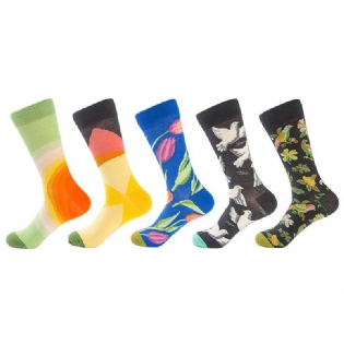 Mænd Dove Tulipaner Fugle Og Blomster Illustration Mode Socks