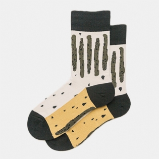Mænd Og Kvinder I Tube Socks Stripes Art Sense Retro Literary Mode Trend Sokker
