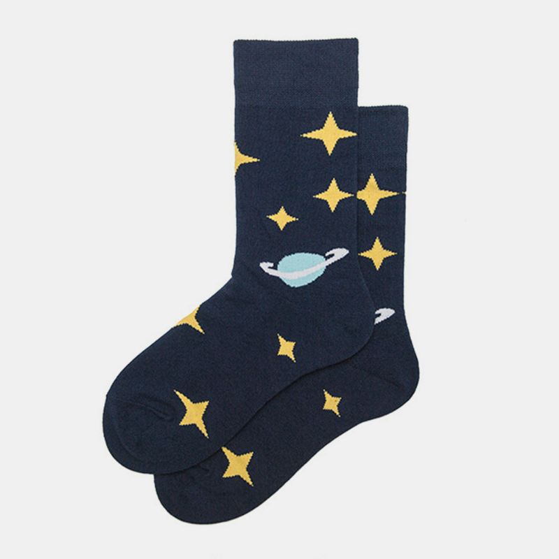 Sokker Mandlige Strømper Kvinde Trend Starry Sky Tube Bomuld Street Socks