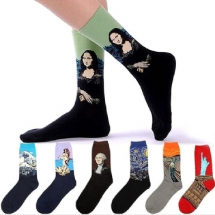 Unisex Mona Lisa Oliemaleri Bomuldsrørsokker